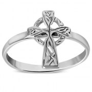 Celtic Cross Plain Sterling Silver Ring - rp570